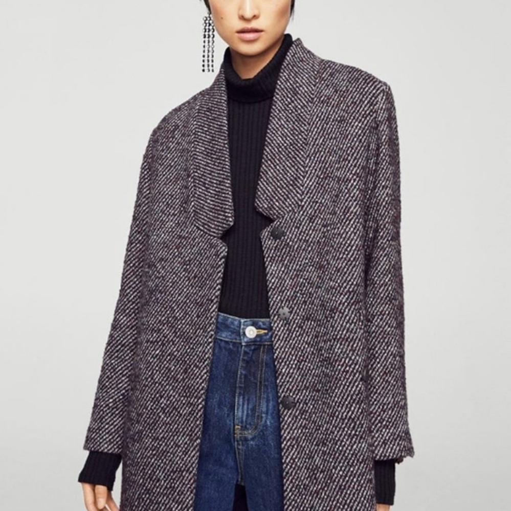 Mango Herringbone flecked coat